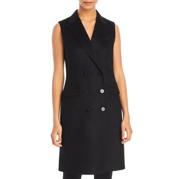 NWT Theory Double Breasted Vest Dress in Black Traceable Wool Sleeveless 0 - Picture 1 of 7